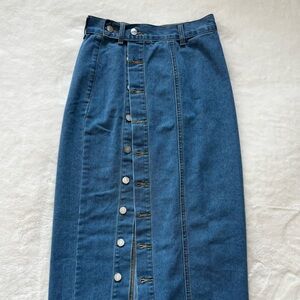 SHEIN Blue Denim Button-Down Pencil Skirt